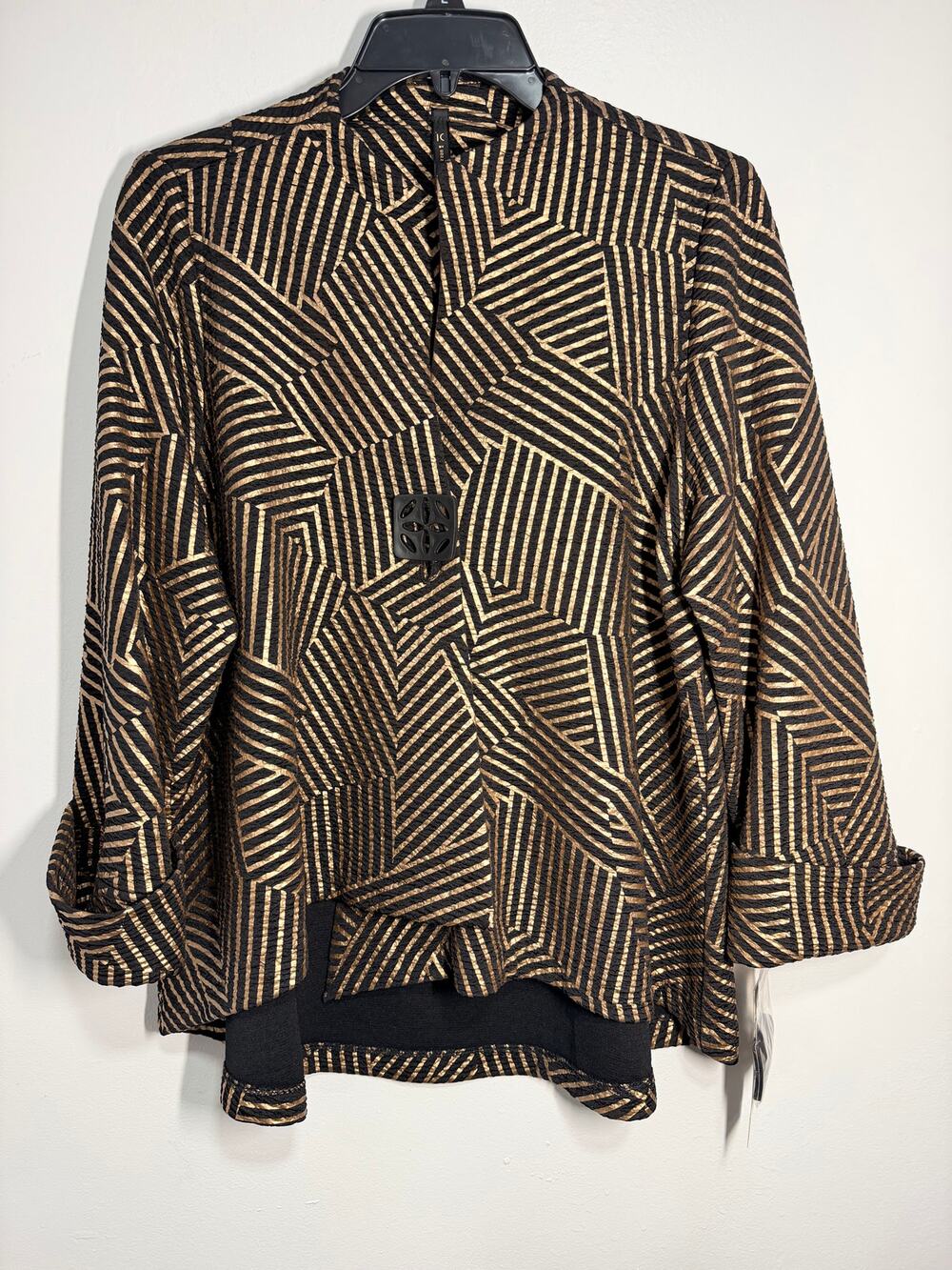 NEW IC Collection by Connie K geometric print Jacket Medium Gold and Black